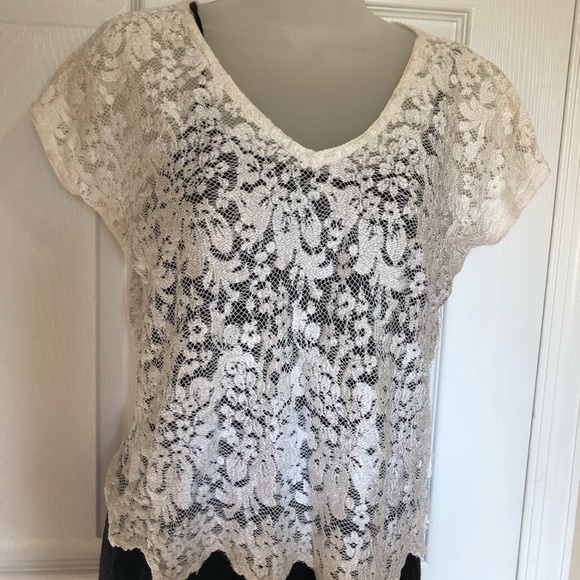 Boho Sheer Floral Lace Top - Picture 3 of 5